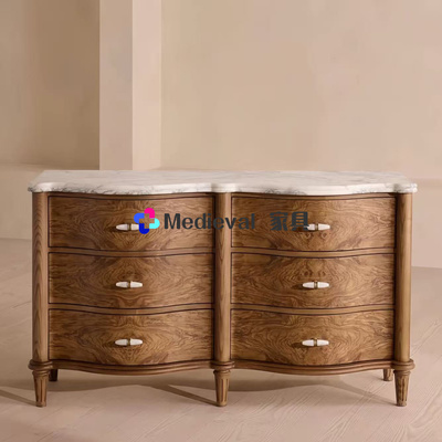 法式复古实木雕花斗柜中古风设计师款树瘤皮家用客厅储物收纳柜