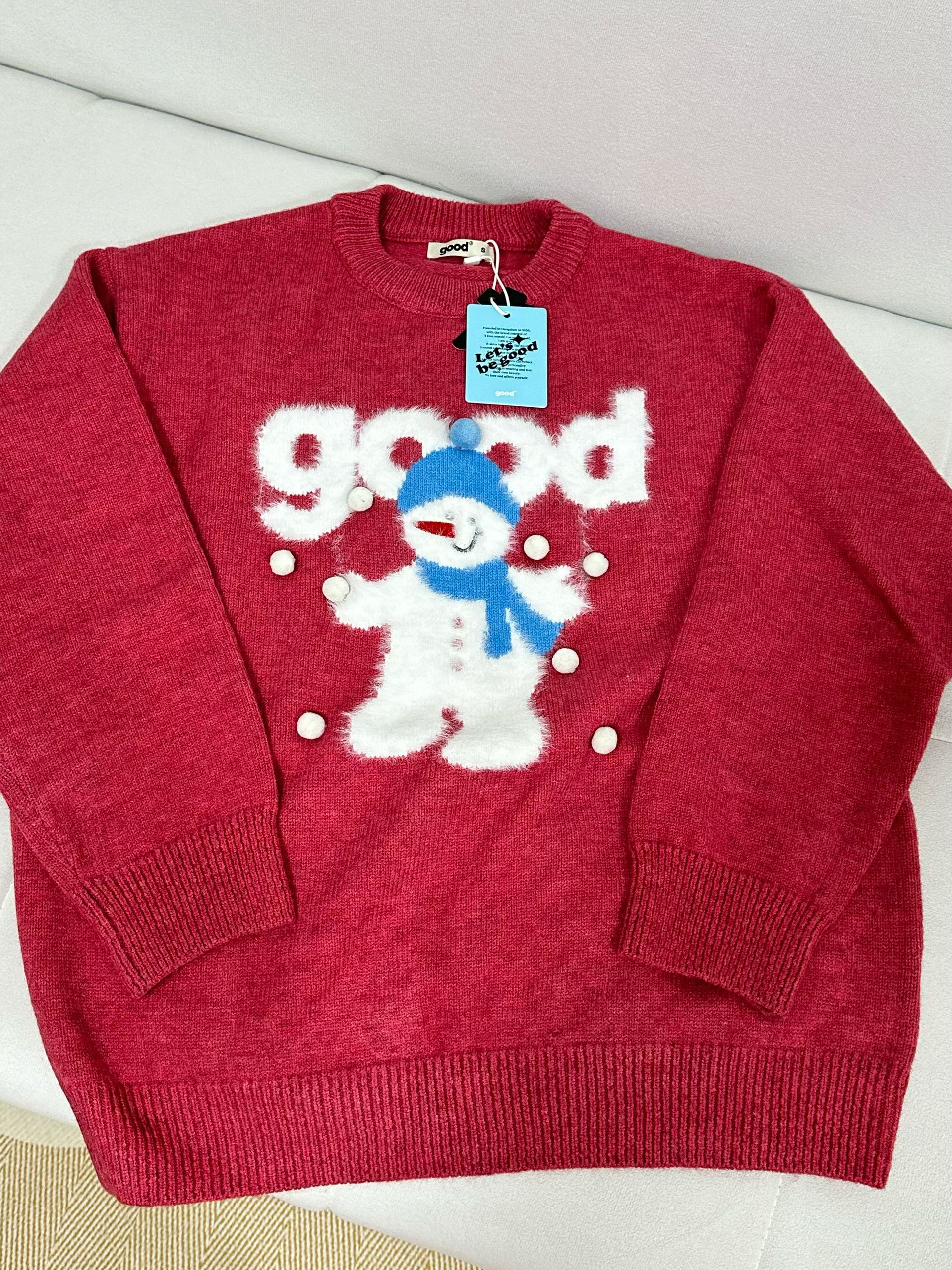 美好商店MeihaoStore与雪景适配度满分的good雪人圆领毛衣