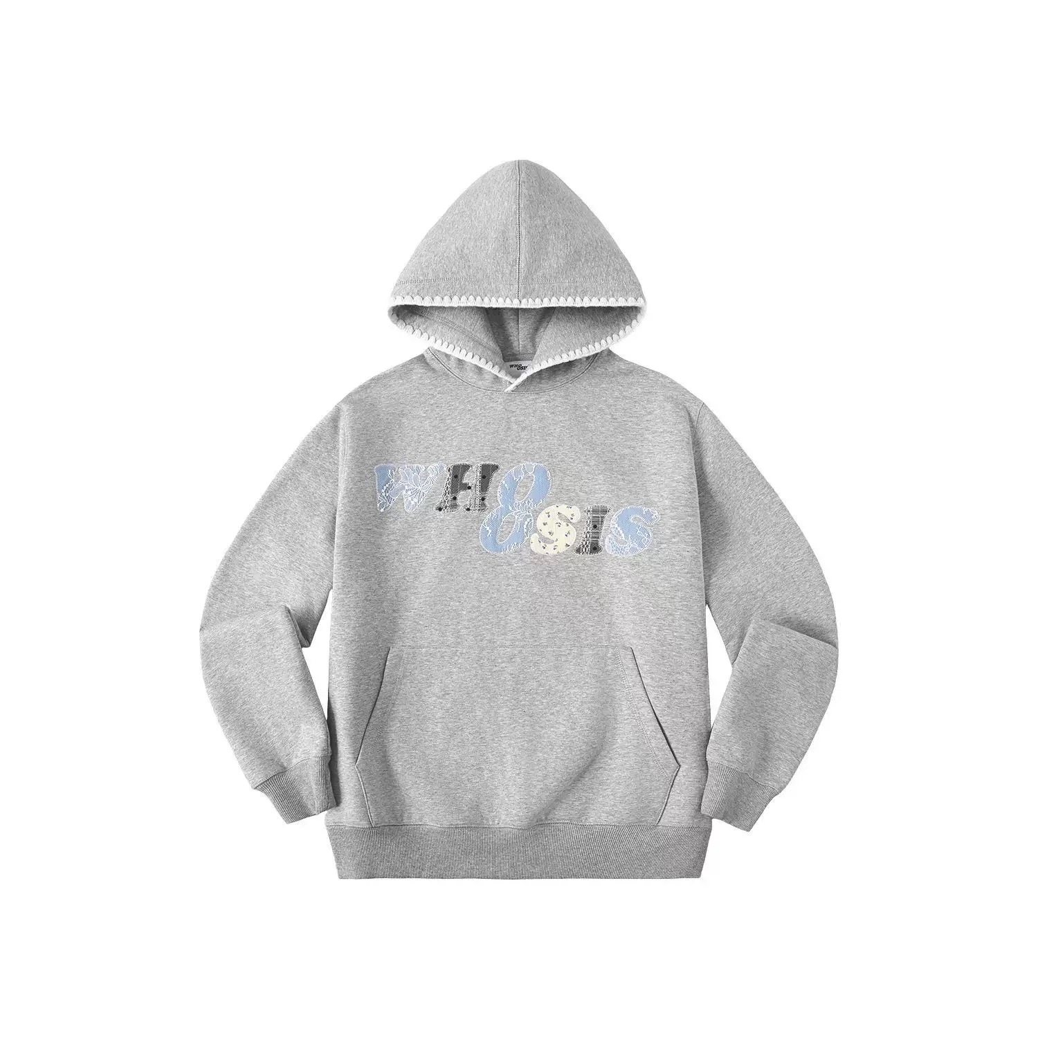 WHOOSIS（不知其名）碎花牛仔贴布绣帽衫连帽卫衣秋百搭松弛感男