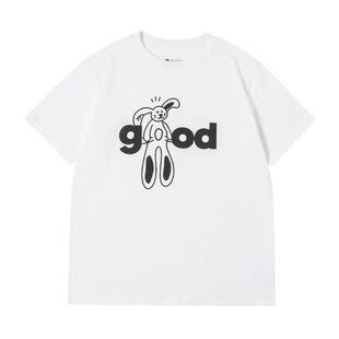 T恤 美好商店MeihaoStore三色good举重小兔趣味印花基础百搭短袖
