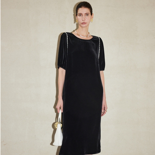 真丝丝绒连衣裙ML 075