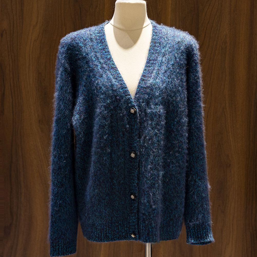 新款V领100绵羊毛休闲时尚女士长袖开衫JS-078