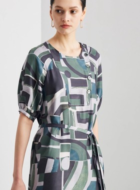 真丝印花连衣裙ML-605