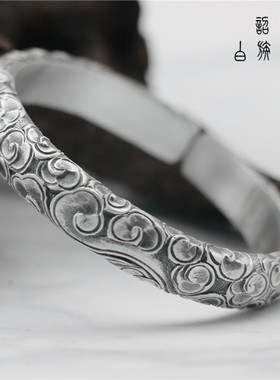 银手镯999定制情侣银自己加工