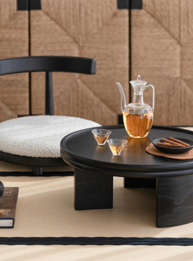 润家家居简约实木飘窗椅榻榻米椅子茶几和室椅靠背无腿椅懒人座椅