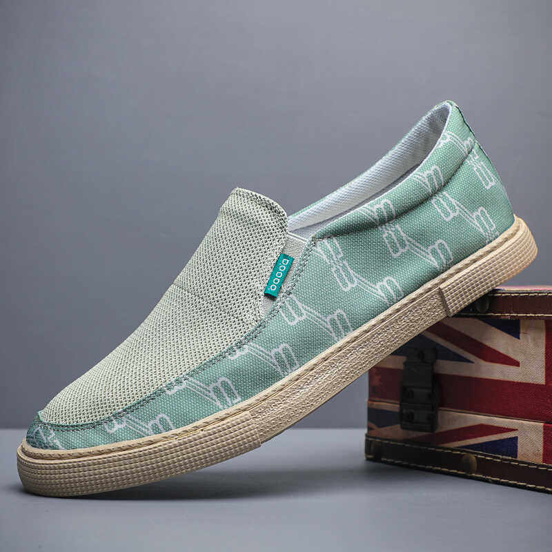 男鞋夏季新款布鞋一脚蹬百搭透气帆布鞋男士休闲网鞋防臭低帮板鞋