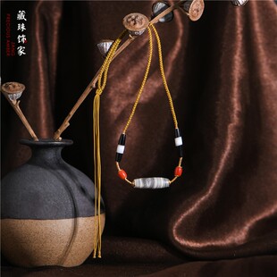 千年缠丝玛瑙灰皮超美白度母之眼搭配药师珠镶蚀红玉髓 藏珠饰家
