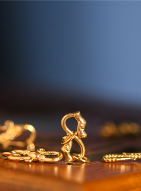 足金錾刻古法黄金多款S扣头卡子