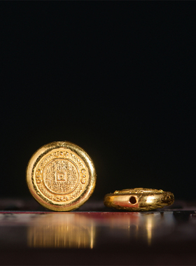 手工錾刻古法黄金山鬼花隔珠