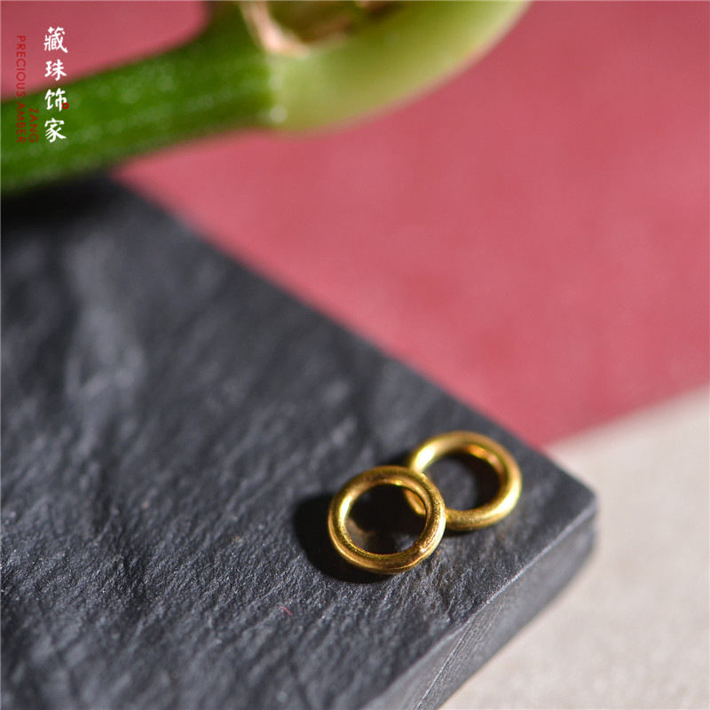 足金錾刻古法黄金金圈单圈