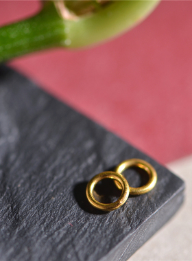 足金錾刻古法黄金金圈单圈