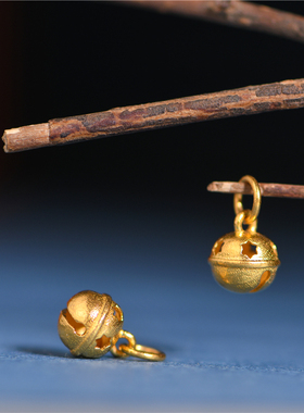 手工錾刻古法黄金六芒星小铃铛