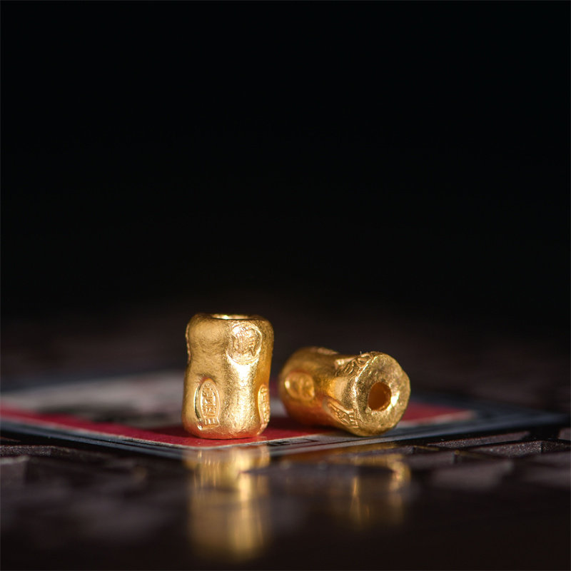 藏珠饰家 足金手工錾刻古法黄金 锤纹吉言金桶珠项链手链配饰配件,黄金,其他,淘宝优惠券,粉丝福利购,淘宝优惠卷