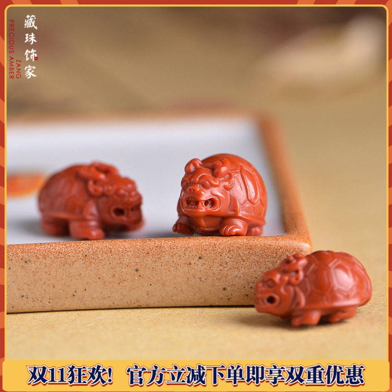 藏珠饰家 天然南红玛瑙仿古龙龟 纯色瓦西料无裂精品苏工精雕4