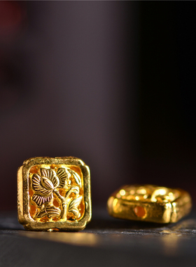 足金手工錾刻古法黄金牡丹花开