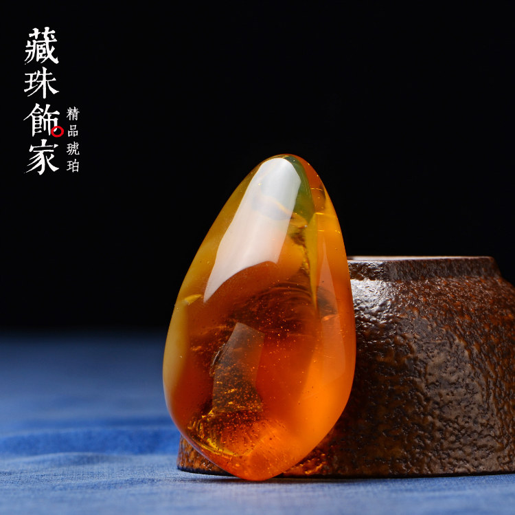 藏珠饰家天然蜜蜡吊坠琥珀水滴随形项链挂坠 女款金绞蜜原石12