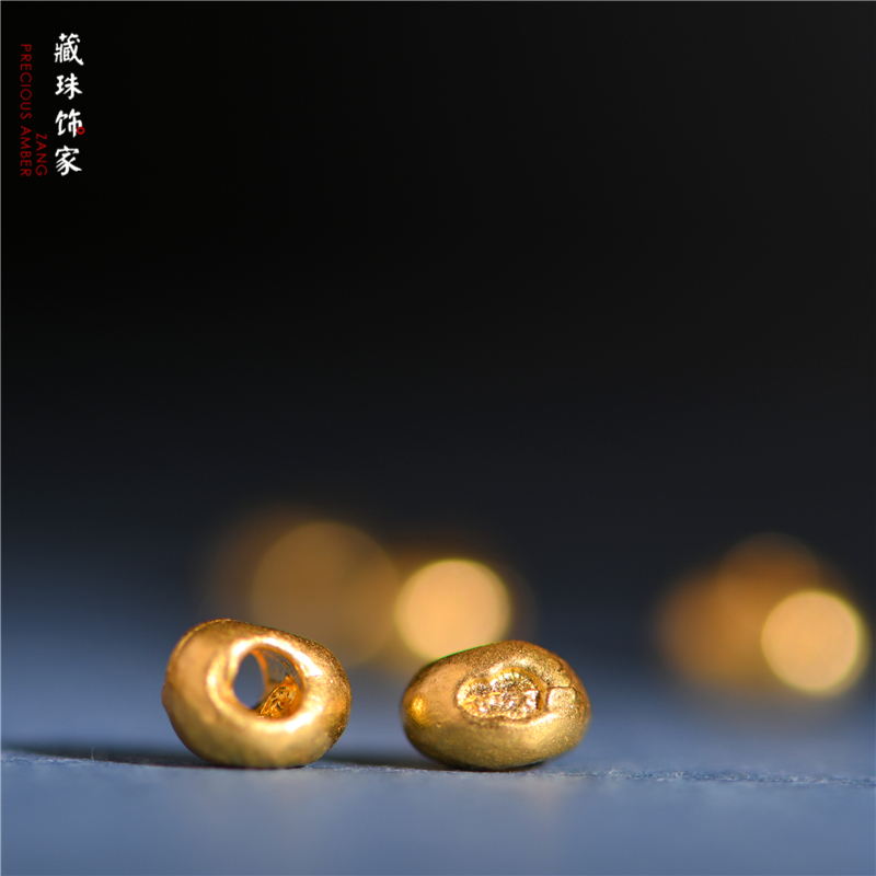 足金手工錾刻古法黄金吉祥金珠