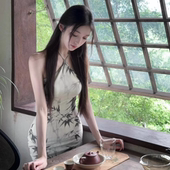 清冷感国风新中式 包臀挂脖长裙 性感辣妹修身 连衣裙女春季 2025新款