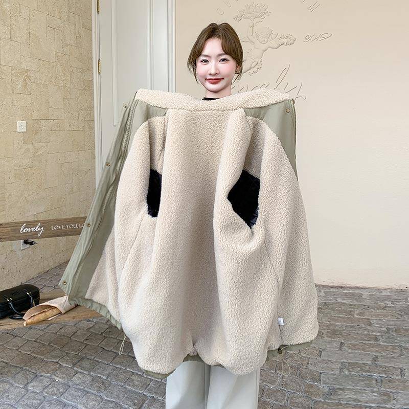 冬暖天羊羔毛外套韩系工装2服04年新XL2565-1款宽松休闲加绒加厚