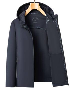 新款端高8607-F连帽夹克色男士春秋季新款中青年商务休闲纯立领外