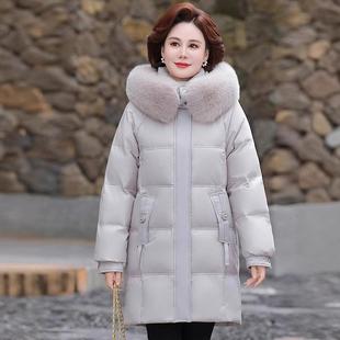 正品撤季柜新款款羽绒服妈妈女中7183091老年冬中装长加厚狐狸毛
