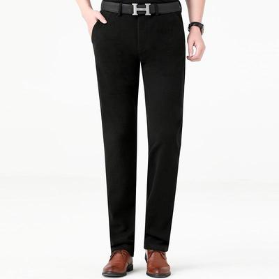 男士休闲裤秋冬端新款舒垂感商抗皱羊毛裤中5515年爸爸务适直筒高