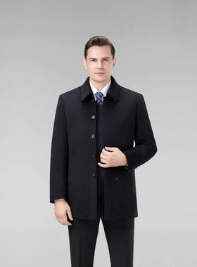 双面男羊绒F85-C毛呢年子大衣中长卸鸭绒内胆脱加厚爸爸冬装中高