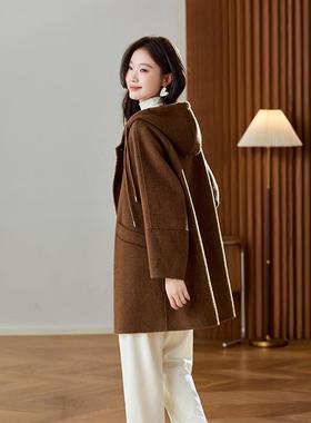 款时尚气质休新闲毛高尚级感显瘦减龄时气ZZI25683质百搭连帽呢外