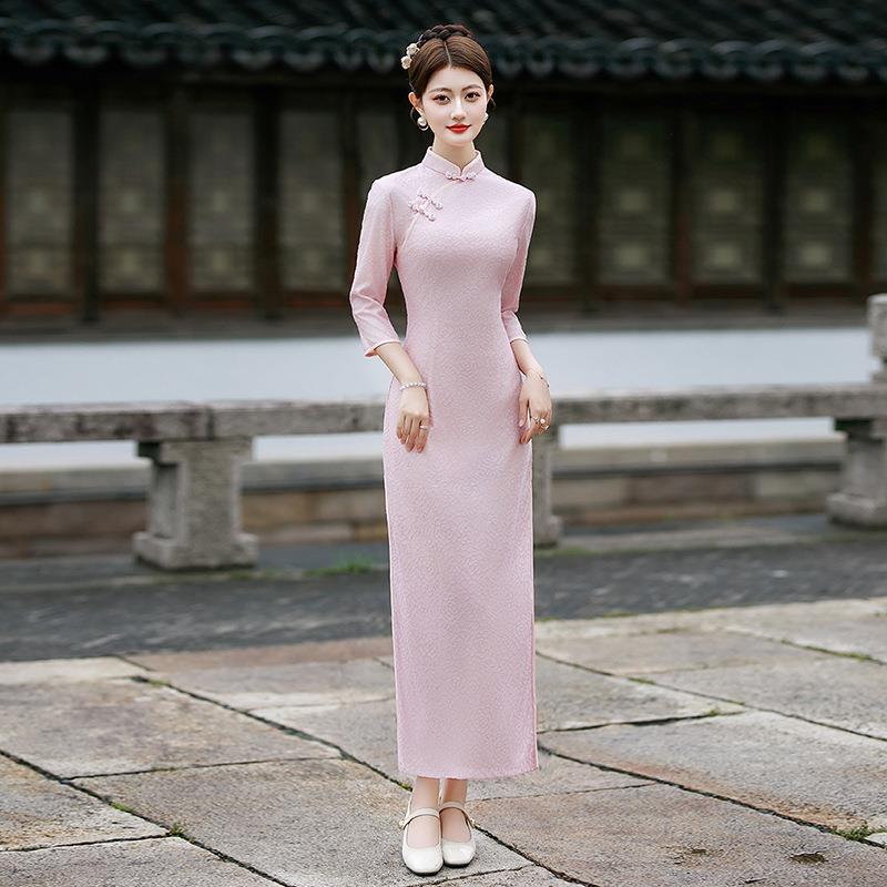 中式新旗袍秋冬新款款喜婆婆妈妈长敬服礼服酒修身气质中ZLE2552Y