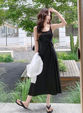 韩系懒风带连衣裙套装吊长女夏设计感防晒衬衫扭结C259-265裙两慵
