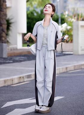 时新心尚套裤装夏季款女装立领外HF25829-套条纹背阔腿三件套