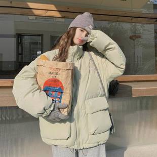 浅绿色保韩里韩C282-666气立羽绒感服女短款冬季新款领松弛通勤暖