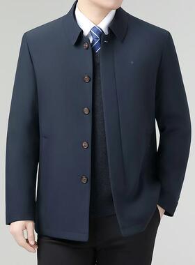 中年男士羽绒服商休闲翻领拆25966-J务卸子白绒内胆外套爸爸鹅装