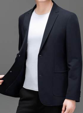 秋季男装休西服男士修99118-PP身薄闲款单西外套春中烫青年免纯色