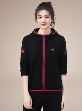 春秋季开衫拉链外套女宽显瘦潮上衣82220洋气连减流龄运动休闲松