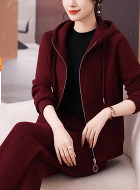 妈妈装新款外套时加尚洋气841604年中老女冬秋冬加绒厚休闲运动套