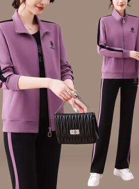 运动套跑装女春秋年新时尚品牌卫衣洋气减龄87742步服三休闲款件