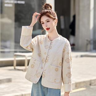 新中式国风刺绣外套女春秋款新款小个子复盘扣ZBU2505B短小香上风