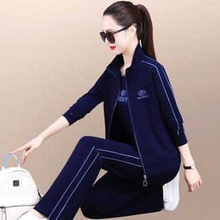 运动跑套装件女春82042196秋新装款宽松时尚洋气妈妈户外步休闲服