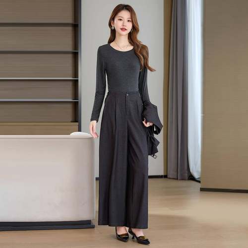 针尚休闲套装女时2025秋新气质减HR1198-0龄马甲织衫阔腿裤款三件