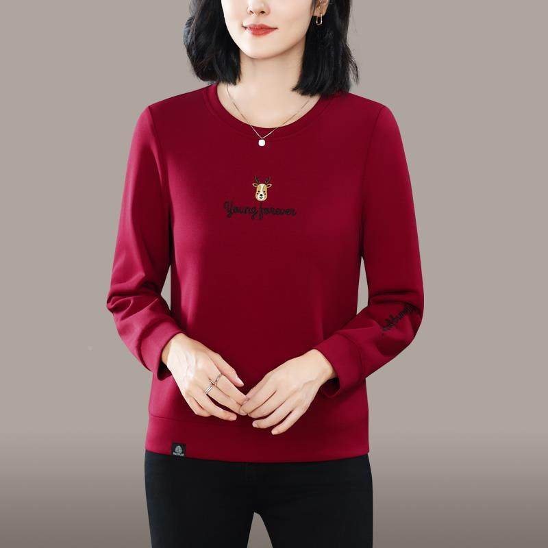 正肩长圆卫衣春女秋款新款韩版HRV宽松外套刺绣洋气减龄袖领上衣