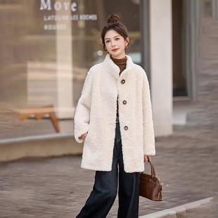 立领加厚气质宽松2毛绒环秋5保毛毛 慵懒感中长款 HE5516 1205冬季