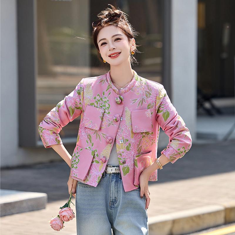 气新感中式国风外ZCHENG87套女春季新款印花设计洋小香风色短款上