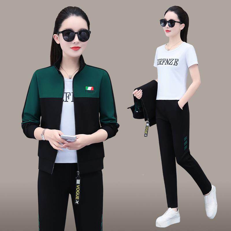 休运动服新时尚7246167套装闲女士年款春秋开跑衫三件套团购步服