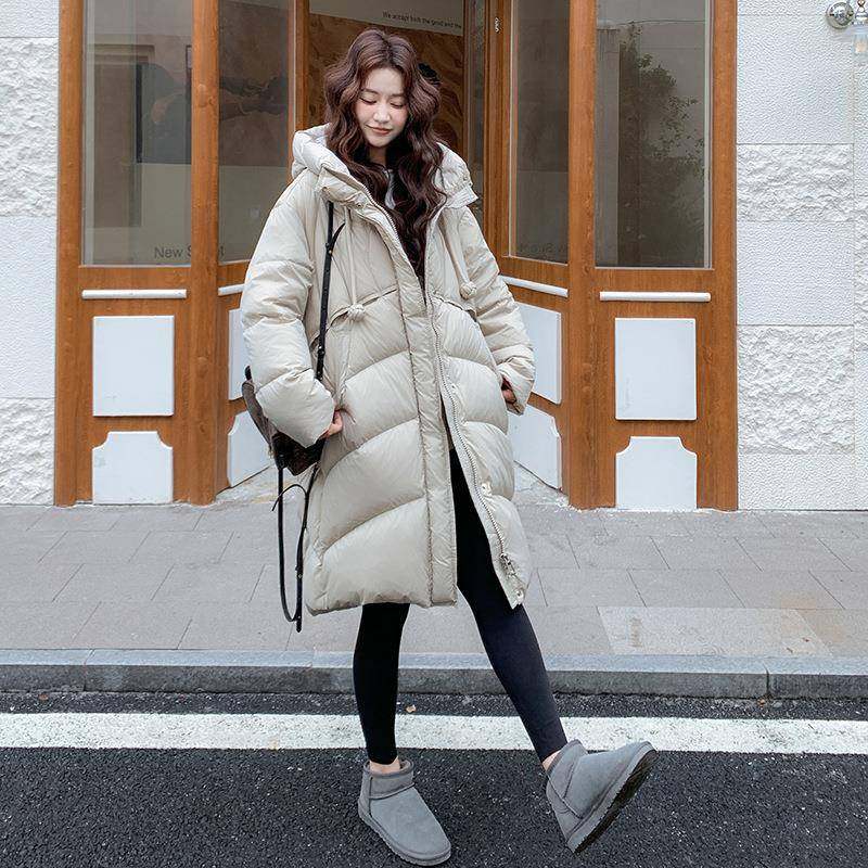 米季色帽慵懒风连大c255-F68被子排骨羽绒服女冬年新长款加厚款面