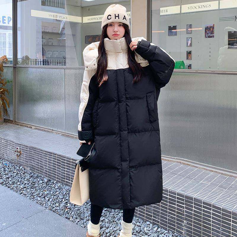 羽绒服款休闲保暖女欧冬货中绒季拼接长款国标绒羽服新409519外套