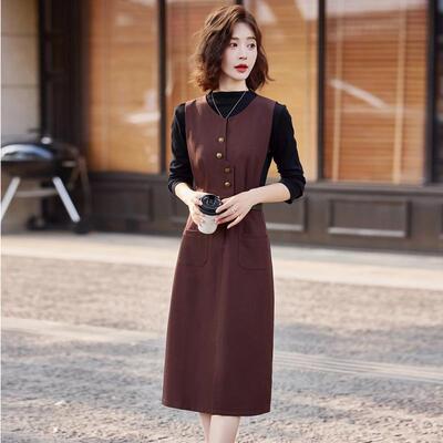 法式打小香风衣裙套女秋季ZWEI5562爆款装气质显瘦底连衫背带裙两