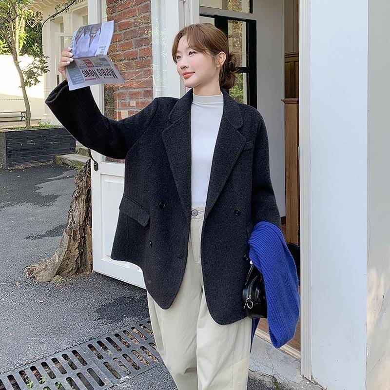 双系面呢西装羊绒韩外套冬季新款洋气高级感C00-255呢女子西服流