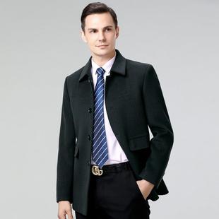 季 羊毛呢子风绒内胆纯羊8811毛外套爸冬 双衣羽面羊绒大衣男中长款