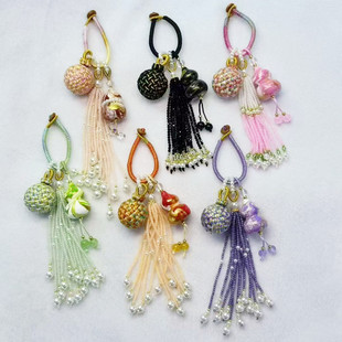手工编织有球必应玲珑球大漆葫芦流苏包挂手机链时尚 百搭流苏包挂